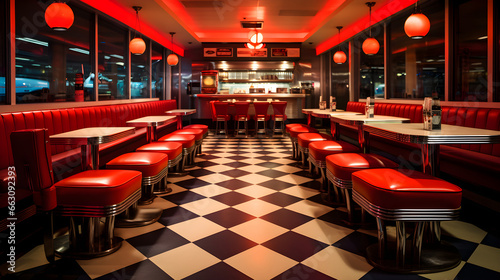 Swindon, Wiltshire, UK,American Ed's diner with red decor.  © Shahid
