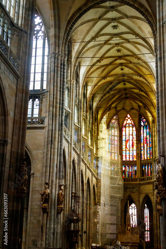Interior of St. Vitus Cathedral in Prague, Czech Republic © olyasolodenko