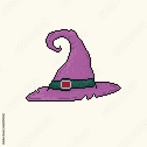 purple head cap of witch pixel art design, graphic resource, assets, Illustration