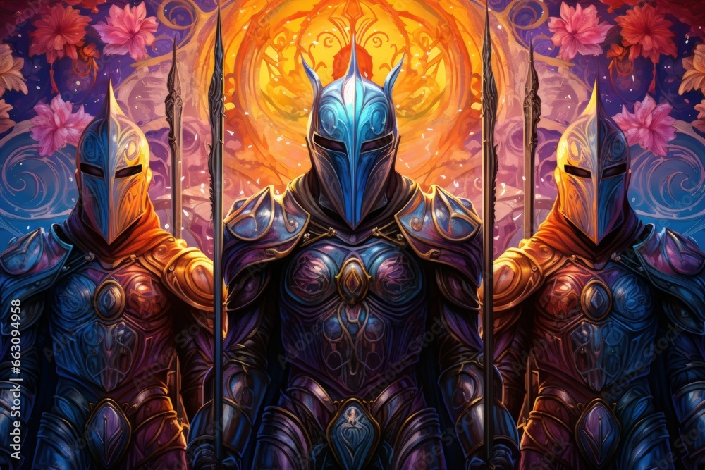 Obraz premium Noble knights clad in shining armor - Generative AI