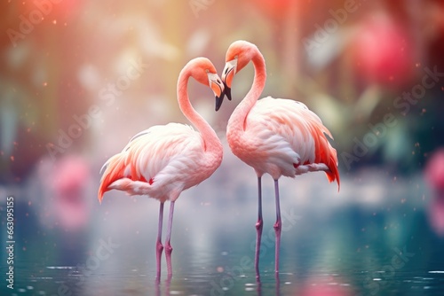 Flamingos background © kramynina