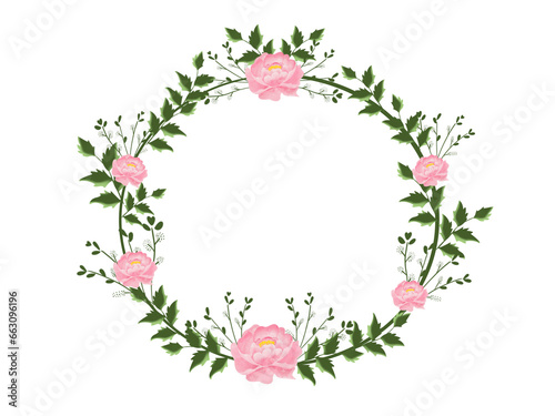 flower frame wreath ring green watercolor illustration transparent