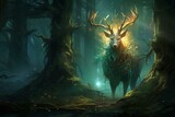 digital art depicting a magical protector of the enchanting woods. Generative AI