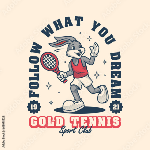 Bunny Tennis Logo Retro and Vintage