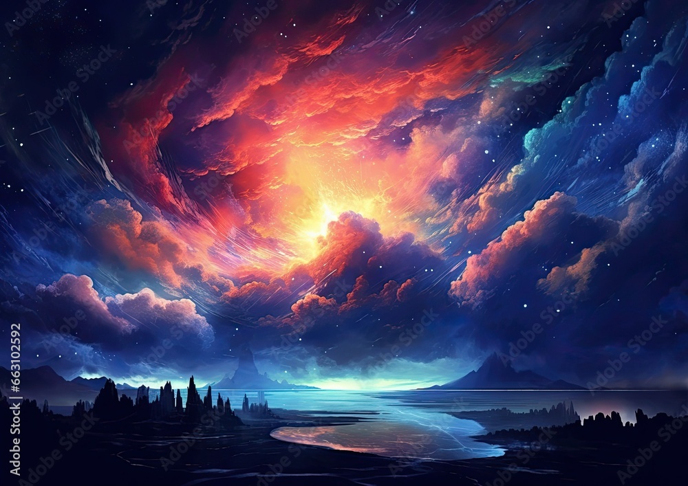 beautiful colorful anime clouds