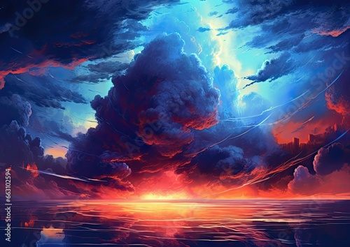 beautiful colorful anime clouds