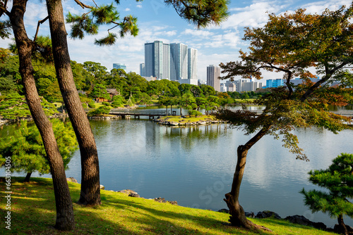 Hama-rikyu gardens in Tokyo, Japan	 photo