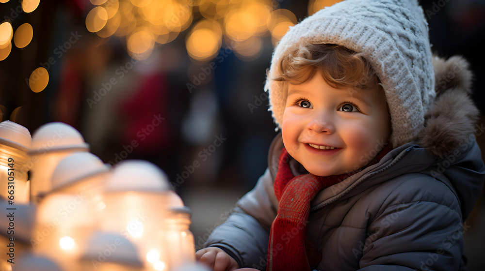 Merry & Bright, Delightful Baby Boy Exploring Christmas Magic at the Festive Market Merry & Bright, Delightful Baby Boy Exploring Christmas Magic at the Festive Market