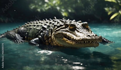 Discover an 8K HD wallpaper featuring a striking image of a crocodile in the water, available in stock photography.