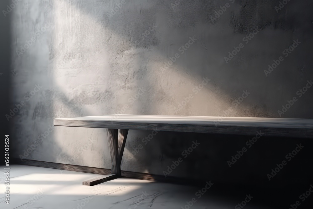 Empty table top with large concrete wall in loft style 