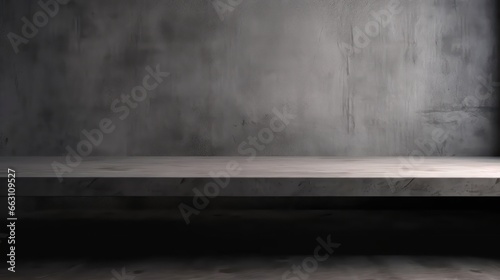 Empty table top with large concrete wall in loft style 