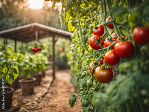 Explore the Abundance of a Tomato Garden, Amidst the Gentle Caress of a Warm Atmosphere