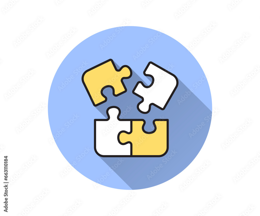 Puzzle flat icon with long shadow for graphic and web design.
