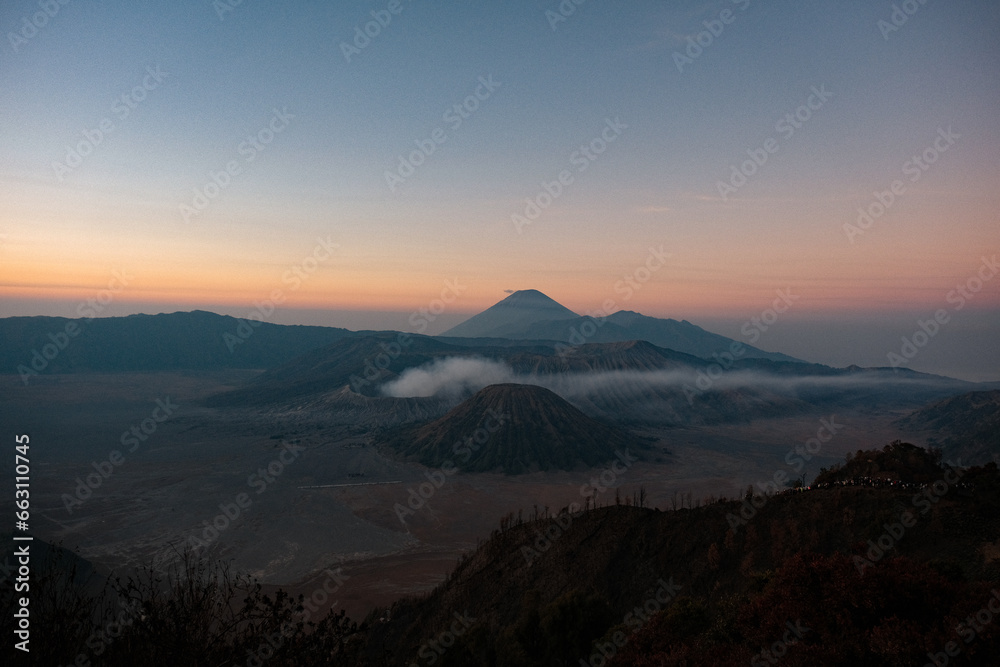 Bromo's Morning Tapestry: Embracing the Blue-Hued Mountains