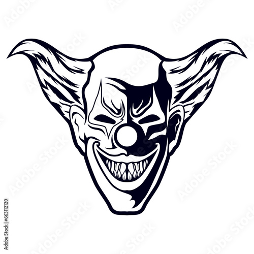 Skull. Clown skull. scary skull clown vector art. clown skull isolated on white background