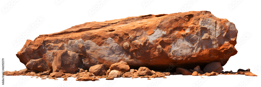 desert rock formation isolated on transparent background - landscape design elements PNG cutout - obrazy, fototapety, plakaty 