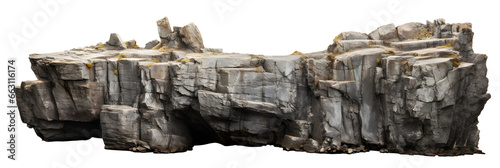 natural grey rock formation isolated on transparent background - landscape design elements PNG cutout