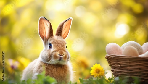 Easter Bunny with beautiful Spring Nature.