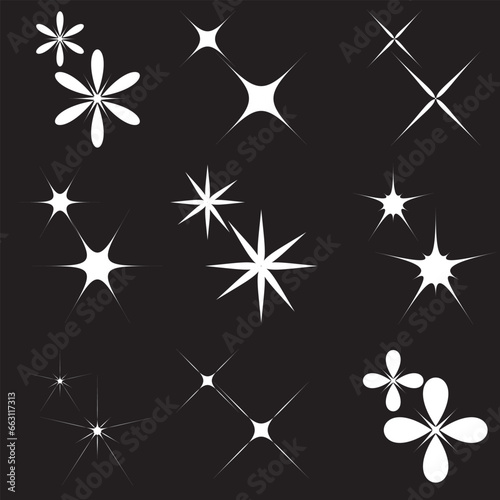Star icons. Twinkling stars. Sparkles  shining burst. Christmas stars vector isolated. By Maksim
