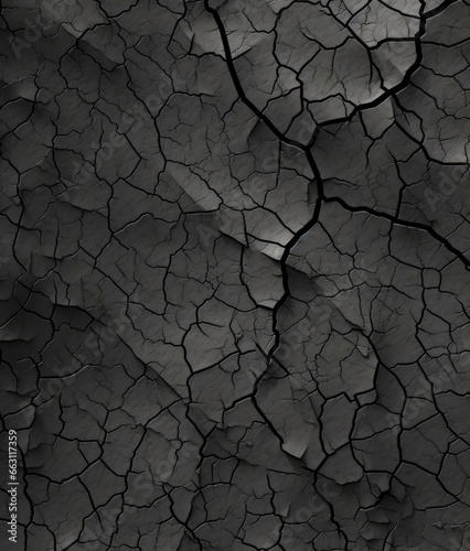 A cracked surface in black and white