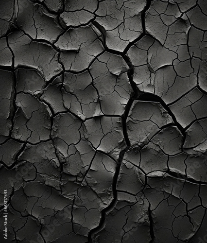 A cracked surface in black and white