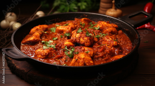 Frying pan chicken masala spicy food