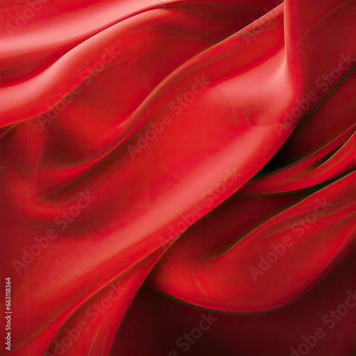A vibrant red silk fabric in close-up