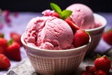Strawberry Ice Cream with Fresh Strawberries.