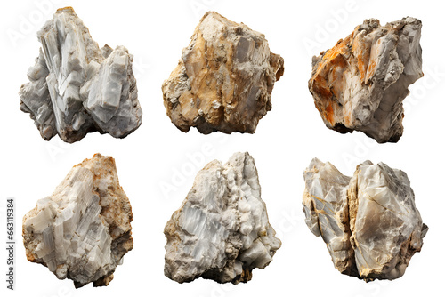 limestone rock formation set isolated on transparent background - landscape design elements PNG cutout collection