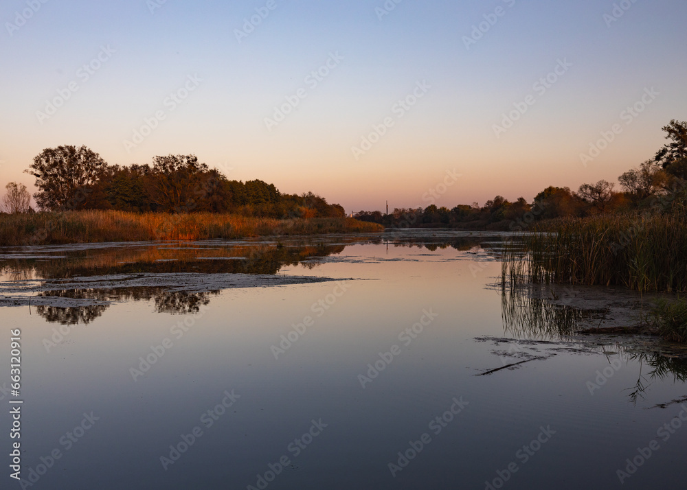 Fototapeta premium Peacefull place in destroyed Izyum