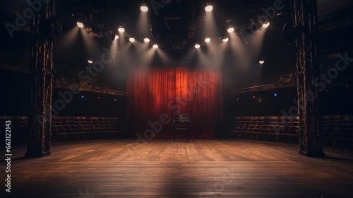 empty stage background with spotlights generated by AI tool 