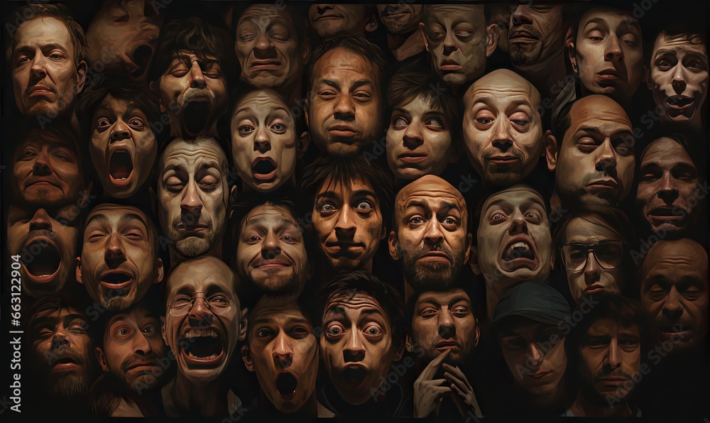 The vibrant background showcases a mosaic of diverse human faces ...