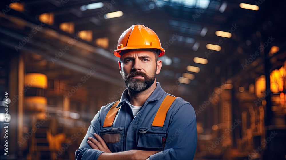 Portrait of a caucasian male engineer working in a factory Portrait of a caucasian male engineer working in a factory