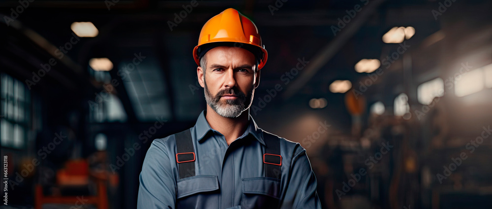 Portrait of a caucasian male engineer working in a factory Portrait of a caucasian male engineer working in a factory