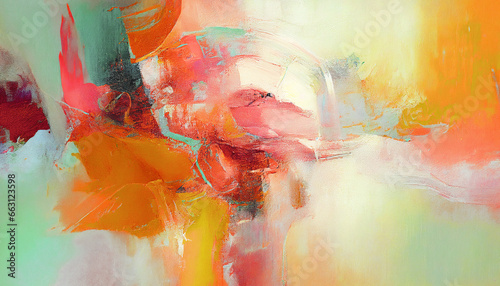 Abstract oil painting, colorful vibrant color brush strokes background, wallpaper, paint texture, bold art, expressive artwork, fine realistic detail, modern style, evoking vibrant emotions
