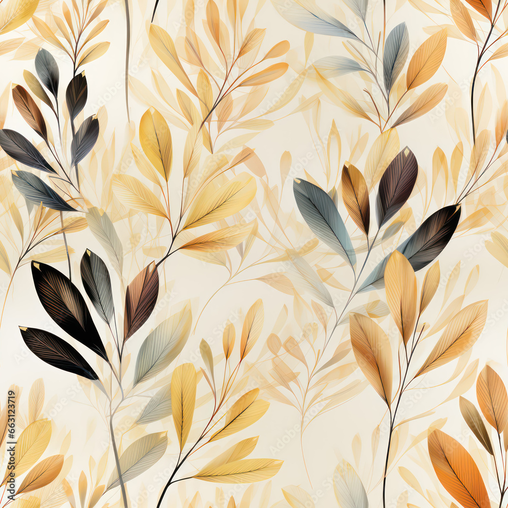 Seamless pattern with beautiful leaves, ai generative Seamless pattern with beautiful leaves, ai generative