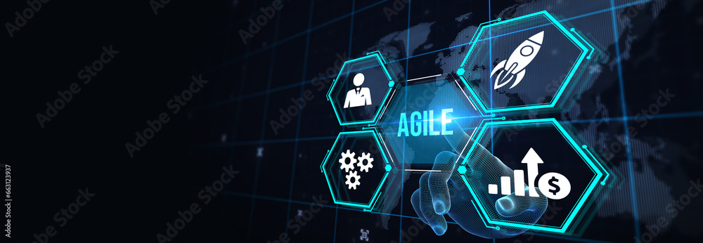 Business, Technology, Internet and network concept. Agile Software Development. 3d illustration Business, Technology, Internet and network concept. Agile Software Development. 3d illustration