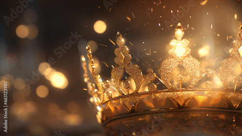 Golden crown sparkles closeup © Little