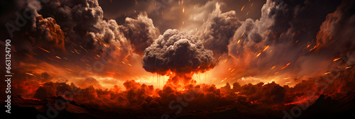 abstract explosion background with nuclear mushroom cloud