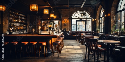 a image Cool pub or bar interior, Generative AI photo