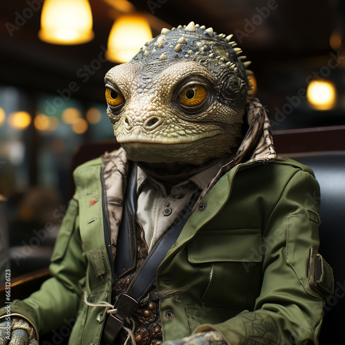 Echse Portrait, Leguan, Chameleon im Anzug © Eric
