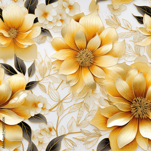 Seamless watercolor decorative flowers pattern  ai generative background
