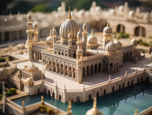 a image beautiful and luxurious miniature mosque, Generative AI © Horsi