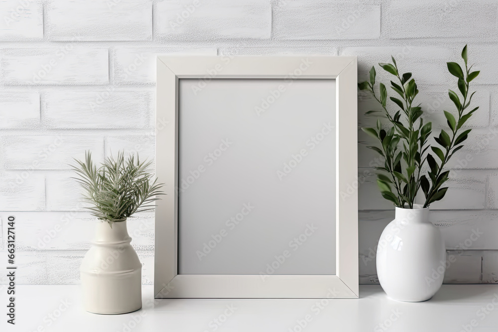 empty white frame on desk