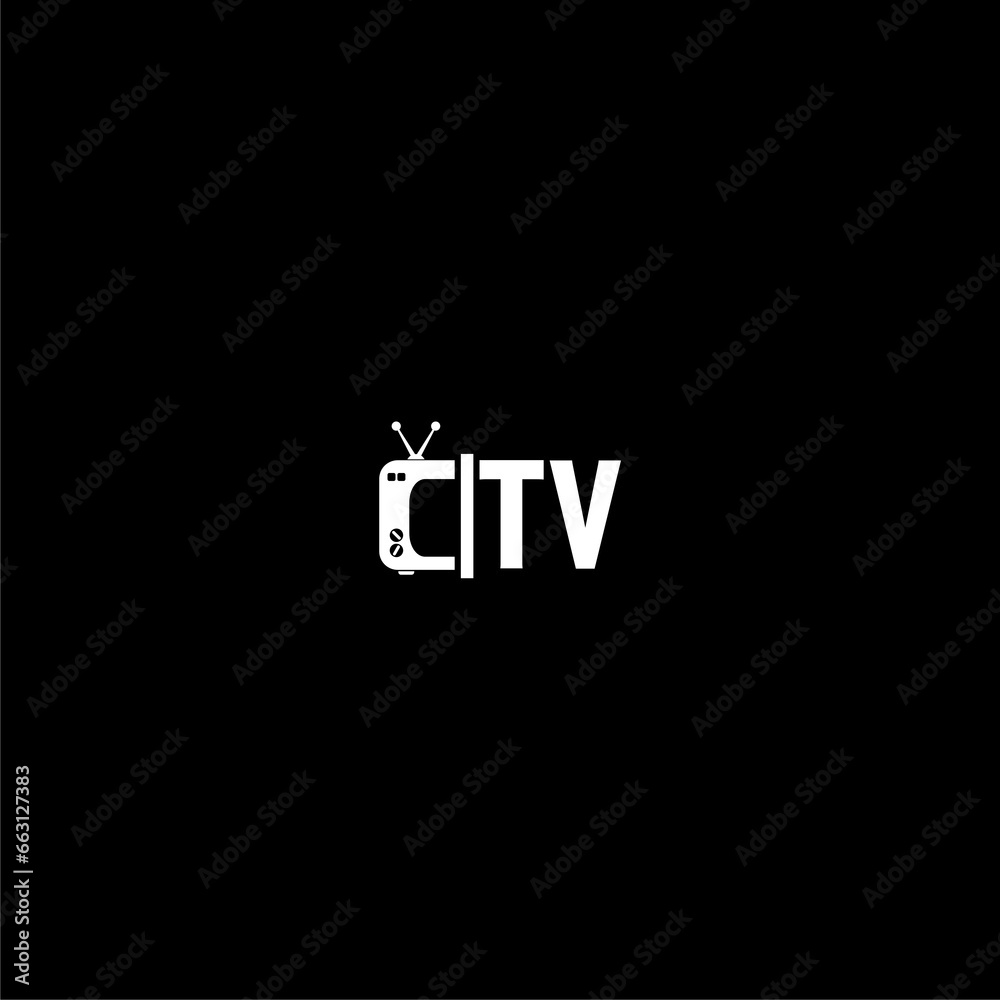 TV logo icon isolated on dark background