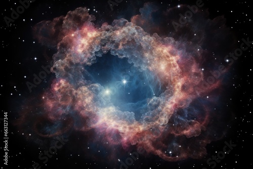 Photo of A nebula celestial object surrounded by cosmic clouds wallpaper © Nijieimu