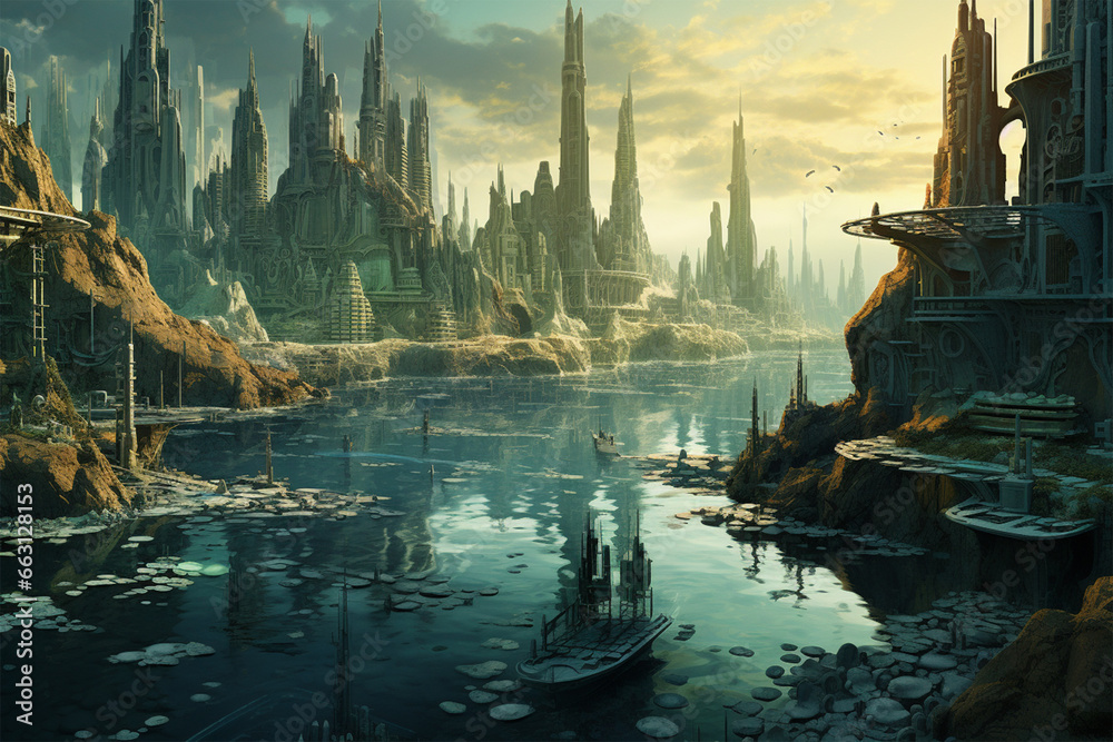 illustration of a view of the city of Atlantis
