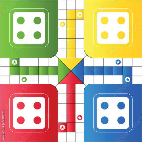 Vector ludo board family game. Ludo board game. Ludo game board design. Vector ludo game's design.