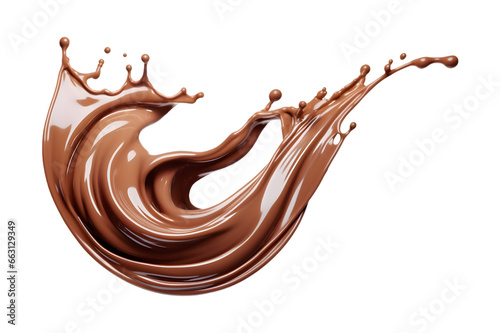 chocolate milk splash wave swirl isolated on a transparent background, brownish paint splashing clipart image PNG