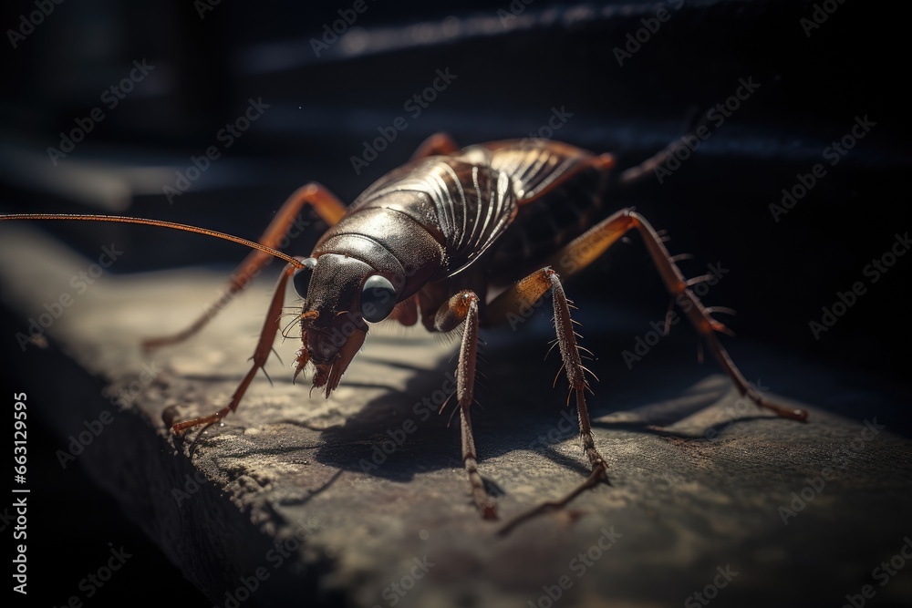 A close - up of a cockroach in urban alley A close - up of a cockroach in urban alley